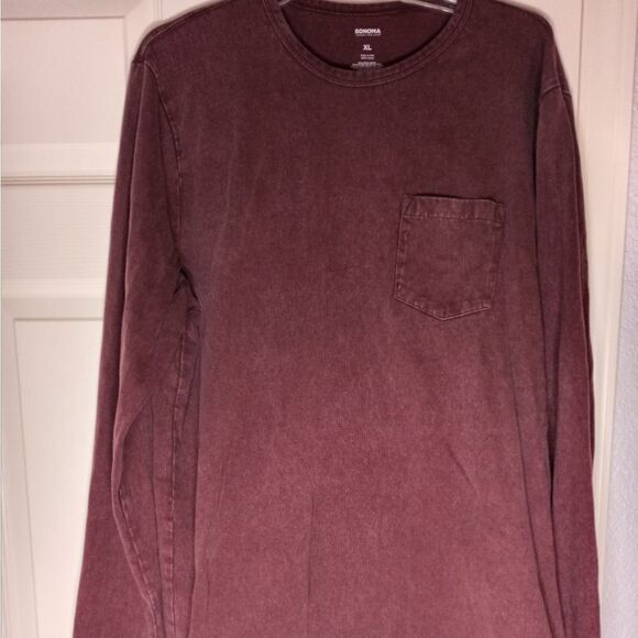 Sonoma Goods For Life Xl 100%Cotton Mahogany Lngslvs Pocket Waffle Men's Shirt. - Picture 1 of 7